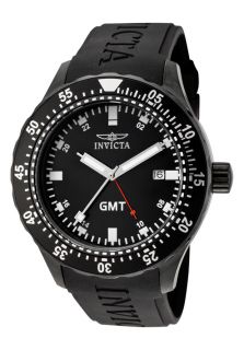 Invicta 11258  Watches,Mens Specialty GMT Black Dial Black IP Case Black Polyurethane, Casual Invicta Quartz Watches