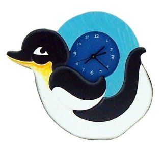 Penguin Wall Clock Handpainted   Limited Edition: Toys & Games
