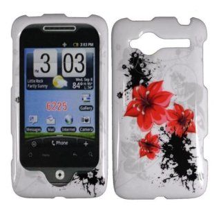 White Red Flower Hard Cover Case for HTC Wildfire: Cell Phones & Accessories