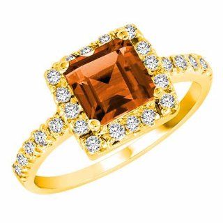 Ryan Jonathan 14K Rose Gold Square Fire Opal and Diamond Ring   Size 6: Engagement Rings: Jewelry