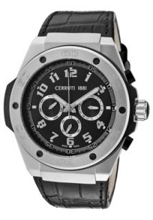 Cerruti I88I CRA040E222H  Watches,Mens Roma Sportiva Black Dial Black Leather, Casual Cerruti I88I Quartz Watches