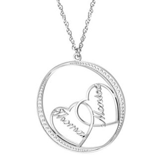 Couples Two Hearts in One Pendant in Sterling Silver (2 Names