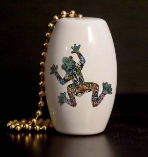 Mexican Talavera Design Frog Porcelain Fan / Light Pull   Ceiling Fan Pull Chain Ornaments  