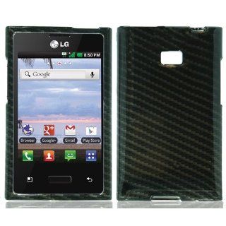 Bundle Accessory for Straight Talk Net 10 LG Optimus Logic L35g Dynamic L38c   Black Carbon Fiber Print Designer Protective Hard Case Snap On Cover + MyDroid Transparent/Clear Decal Cell Phones & Accessories