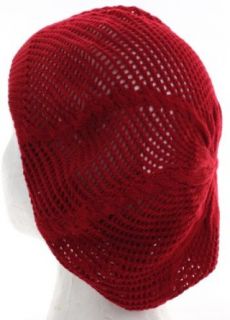 Knit Net Pattern Beret Hat for Fashionable Women, Summer and Spring, Red at  Womens Clothing store