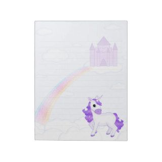 Cute Purple Cartoon Unicorn and Castle Notepads