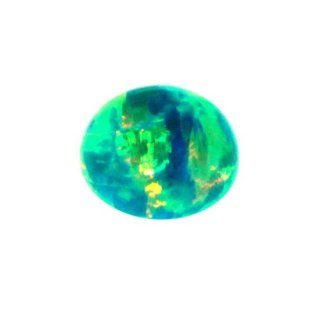 Marine Color Round Created Opal Floating Locket Charm: Jewelry