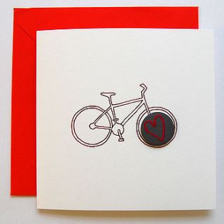valentine's bicycle card with heart badge by spotme