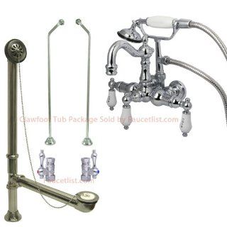 Chrome Wall Mount Clawfoot Tub Faucet w hand shower Package   Bathtub Faucets  