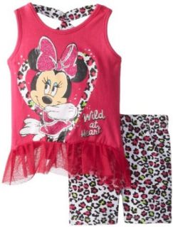 Disney Girls 2 6X Minnie Mouse Cheetah Print Bike Short Set: Clothing