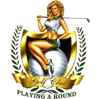 Michael Landefeld   Pin up Girl Playing A Round Golf Club   Sticker / Decal: Automotive