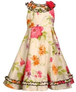 Bonnie Jean Girls 7 16 Sleeveless Floral Print Shantung Dress,Floral,7: Clothing
