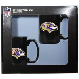 NFL Baltimore Ravens Two Piece Black Ceramic Mug Set   Primary Logo  Sports Fan Coffee Mugs  Sports & Outdoors