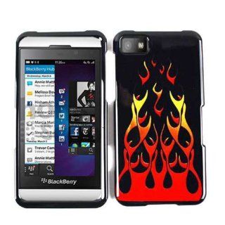 ACCESSORY HARD SNAP ON CASE COVER FOR BLACKBERRY Z10 WILD ORANGE RED FLAME: Cell Phones & Accessories