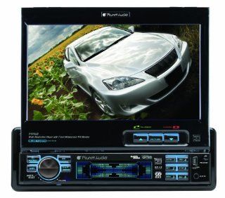 Planet Audio P9760 7 Inch Single Din In Dash Receiver with Motorized Flip Out Widescreen Touchscreen Monitor  Vehicle Cd Player Receivers 