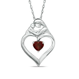 Heart Shaped Garnet Motherly Love Pendant in Sterling Silver   Zales