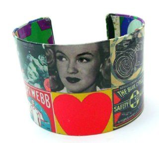 Vintage Ad Comic Book Print Wrap Bangle Cuff Bracelet: Jewelry