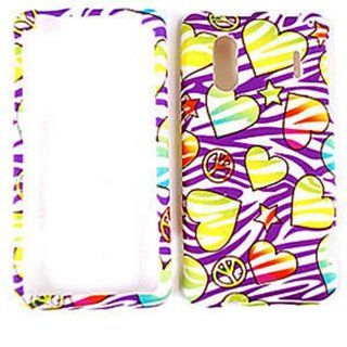CELL PHONE CASE COVER FOR HTC HERO 4G / EVO DESIGN 4G / KINGDOM HEARTS STARS PEACE SIGNS ON PURPLE ZEBRA: Cell Phones & Accessories