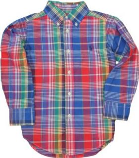 Ralph Lauren Toddler Boys Blake Madras Plaid (3/3T, Blue/Red Multi): Infant And Toddler Button Down Shirts: Clothing