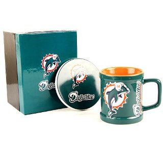 Miami Dolphins Coffee Mug & Coaster Set: Sports & Outdoors