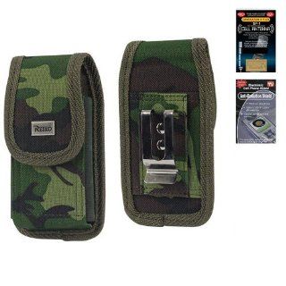 Nokia Lumia 520 Camouflage Vertical Heavy Duty Rugged Canvas Case with Clip Closure and Metal Clip on the back. Also has canvas belt loop underneath the clip. Great for Hiking, Camping, Outdoor and Construction Work (Plus Size will Fit w/ Otterbox Commuter