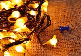 Silicone Tip String Lights, 20 Rice Lights, Brown Wire, Amber : Patio, Lawn & Garden