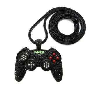 Jet Black Iced Out PS3 MW3 Modern Warfare 3 Call of Duty Game Controller Pendant With a 36 Inch Franco Necklace Chain: Jewelry
