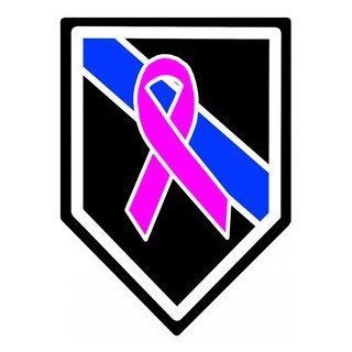Pink Ribbon Thin Blue Line Police Decal  4 Decals: Automotive