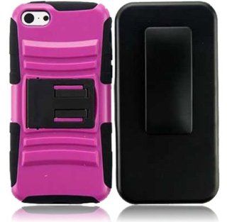 Importer520 Extreme Rugged Impact Armor Hybrid Hard Case Cover Belt Clip Holster for Apple iPhone 5C , Hot Pink+Black: Cell Phones & Accessories