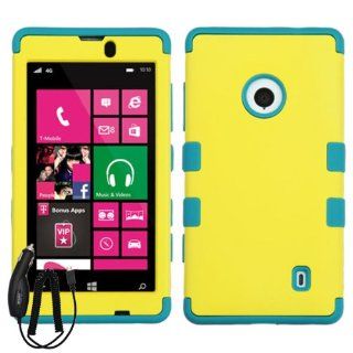 NOKIA LUMIA 521 YELLOW BLUE HYBRID RIB CAGE COVER HARD GEL CASE + FREE CAR CHARGER from [ACCESSORY ARENA]: Cell Phones & Accessories