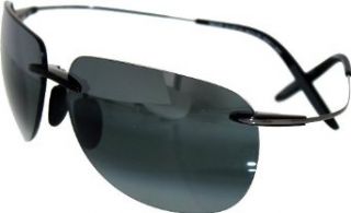 Maui Jim HT527 11 Black Gunmetal Nakalele Rimless Sunglasses Polarised Driving: Clothing