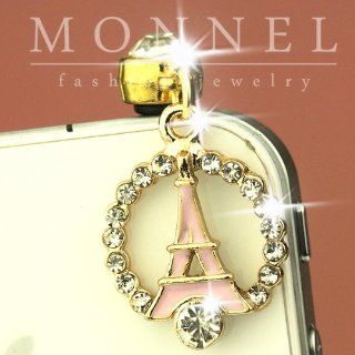 ip527 Crystal Pink Paris Tower Anti Dust Plug Cover Charm For iPhone 4 4S: Cell Phones & Accessories