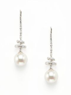 Pearl & CZ Double Tiered Earrings by Majorica