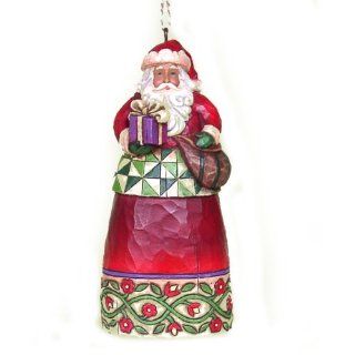 Enesco Jim Shore Heartwood Creek Santa with Gift Ornament, 4.25 Inch   Decorative Hanging Ornaments