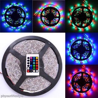 Generic Strip kit LED Light Strip 3528 5M Smd Waterproof RGB Color 300 Leds 12V Input with 24 Key IR Remote Controller: Musical Instruments