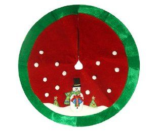 20" Red and Green Cheery Snowman Mini Christmas Tree Skirt  