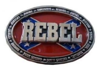 Confederate REBEL Belt Buckle: Clothing