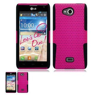 LG Spirit 4G MS870 Pink and Black Hybrid Case Cell Phones & Accessories