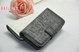 Black Leather Cute Flip Case Cover for Samsung Galaxy ACE S5830/gt s5839i: Cell Phones & Accessories