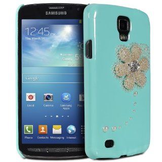 Fosmon GEM Series 3d Bling Flower Design Case Cover for Samsung Galaxy S4 Active / I9295 / SGH I537 (Mint Green): Cell Phones & Accessories