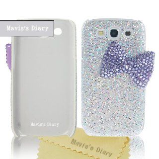 New 3D Handmade Sky Blue Bow Case Cover Hard Silver Bling for Samsung Galaxy S3 III I9300: Cell Phones & Accessories