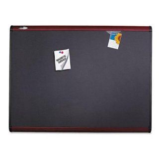 Quartet Prestige Plus Magnetic Fabric Bulletin Board, 6 x 4 Feet, Black with Mahogany Frame (MB547M) : Framed Cork Board : Office Products