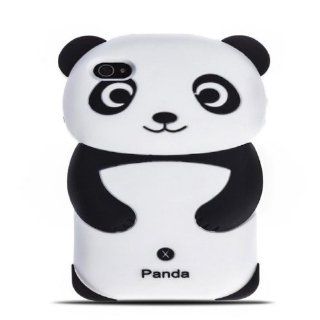 Demarkt Panda Silicone Jelly Skin Case Cover for iPhone 4/4S in Black and White: Cell Phones & Accessories