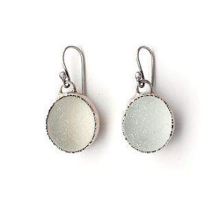 white bubble sea glass earrings by tania covo