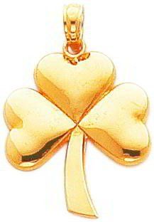 14K Yellow Gold Shamrock Charm Irish Religious Pendant: Jewelry