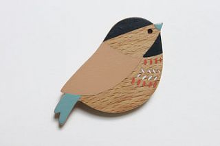 coal tit bird brooch by anna wiscombe