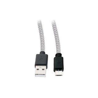 iEssentials Tangle Free 3.3 ft Micro USB 2.0 Cable with Clip   Retail Packaging   Silver/Black: Cell Phones & Accessories