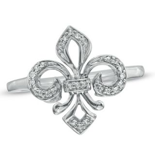 10 CT. T.W. Diamond Fleur de Lis Ring in 10K White Gold   Zales
