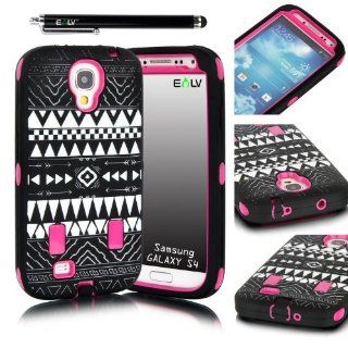 E LV Cute Design High Impact Hybrid Armor Defender Case Combo for Samsung Galaxy S4 i9500 with 1 Clear Screen Protector, 1 Black Stylus and E LV Microfiber Digital Cleaner   Tribal: Cell Phones & Accessories