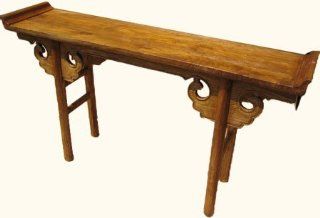 Tibetan Altar table is made of old recycled elm wood and has Chinese Ming style elements   Hand constructed in traditional methods and made to last for generations   60" Wide : End Tables : Patio, Lawn & Garden